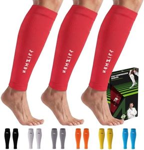 NEWZILL Compression Calf Sleeves (20-30mmHg) for Men & Women Perfect Option to Compression Socks for Running Travel Nursing (L/XL Red 3Pairs)