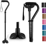 GPTCAMP G1 Walking Cane for Women & Men, Lightweight & Sturdy Offset Walking Stick, Large Quad Base Walking Cane with Autonomous Standing for Seniors and People with Leg Injuries