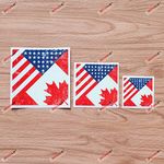 American Canadian Flag Merged Vinyl Decal Sticker Canada USA - 3 Pack Glossy, 2 Inches, 3 Inches, 4 Inches - Grunge Subdued Vintage Square