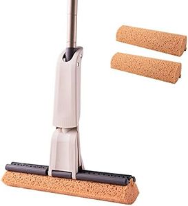 Eyliden Sponge Mop for Floor Cleaning with 2pcs Absorbent Sponge Hands Free Wash Roller Mops for Kitchen Bathroom Office Hardwood Laminate Tile Marble Ceramic Floors