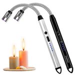 2 Pack Electric Candle Lighter, Cool Rechargeable, Plasma,Arc, Grill,USB,Windproof, Flameless, with Flexible Neck Lighters. Ideal for Candles,BBQs,Camping,Kitchen,Fireplace,Fireworks, etc.