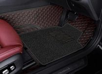 COAZO 7D Compatible with Jeep Meridian Custom Fitted Faux Leather 7D Antiskid Car Floor Mats - Black with Red Thread