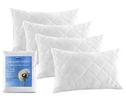 Adam Home Quilted Pillow Protectors 4 Pack (50 x 75 CM) - Soft Poly Cotton Zippered Pillow Cases – Durable, Breathable & Comfortable.