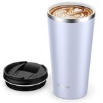 ulwae Insulated Coffee Mug with Ceramic Coating, 18oz Travel Mug with Leak-proof Lid, Vacuum Double-wall Tumbler, Stainless Steel Thermal Cup for Tea, Hot Cocoa, Cold Beverage, Ice Drinks