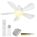 Gliztech Socket Fan Light, Ceiling Fan with Lights and Remote, LED Light Socket Fan for Bathroom, Kitchen, Bedroom, Garage (18'', 1, Pack)