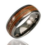 100S JEWELRY Engraved Personalized Gunmetal Tungsten Rings For Men Guitar String Whiskey Barrel Inlay Wedding Promise Band Size 6-16, Metal, No Gemstone