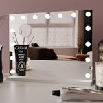 eklipt Hollywood Vanity Mirror with Lights, 58×45m Large Lighted Makeup Mirror with 15 Dimmable LED Bulbs, Touchscreen Control, USB Output Port Tabletop or Wall Mounted Light Up Mirror For Bedroom