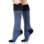 VIM & VIGR 30-40 mmHg Medical Grade Compression Socks for Women & Men, Navy Heathered Collection, Large/X-Large Wide Calf (1 Pair)