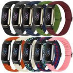 Nidoujin 10 Pack Bands Compatible for Fitbit Luxe Bands for Women Men,Adjustable Breathable Soft Elastic Wristband Sports Replacement Straps for Fitbit Luxe/Luxe Special Edition Fitness Tracker