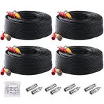 4 Pack 100ft/30M BNC Video Power Cables, BNC Extension Surveillance Camera Wire for CCTV Camera DVR Systems(BNC RCA Adapters Included)