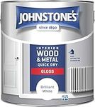 Johnstone's - Quick Dry Gloss - Brilliant White - Gloss Finish - Water Based - Interior Wood & Metal - Radiator Paint - Low Odour - Dry in 1-2 Hours - 25m2 Coverage per Litre - 2.5 L