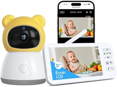 XPJ Moniteur Vidéo pour Bébé 2K 5" Babyphone avec Caméra et Audio, Contrôle Via App, Vision Nocturne, Rotation à 360°, Suivi Automatique, Détection de Zone Personnalisée, Zoom 4X