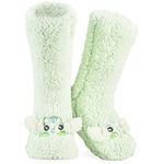 Disney Slipper Socks for Women and Teenagers Fleece Non Slip One Size Stitch Gifts for Women (Green Mandalorian)