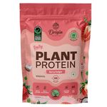 Origin Nutrition 100% Natural Vegan Protein Powder (European Pea Protein Isolate & Pumpkin Seed Protein) Easy to Digest Strawberry Flavour with 25g Plant Based Protein,818g