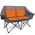 Double Padded Heated Camping Chair with Dual Cup Holders Camp Chair Portable Folding Lawn Chair Supports 600lbs Outdoor Chair for Picnics Backyard Travel Outdoor (Batteries Not Included)(HT332-T3)