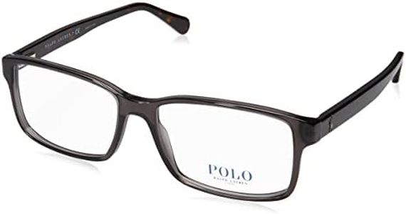 Polo Ralph Lauren Men's PH2123 Prescription Eyewear Frames, Shiny Transparent Grey/Demo Lens, 58 mm