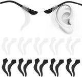 WLLHYF 10 Pairs Silicone Glasses Ear Cushion Grip Keep Glasses from Slipping Soft Comfortable Eyeglass Ear Hook Sleeve Clear Anti Slip Ear Grippers for Sunglasses Reading Glasses(black/white)