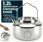 Camping Kettle for Boiling Water 1.2L | Stainless Steel Open Fire Coffee & Tea Pots | 5-Cup Water Kettles| Travel Tea Kettle for Outdoor Cooking & Backpacking