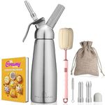 Paymana Professional Aluminum Whipped Cream Dispenser with 3 Decorating Nozzles, 2 Cleaning Brush, Storage Bag, Dust Cap, Recipe Book & Charger Holder | Leak Free Whip Cream Maker (Charger Excluded)