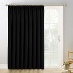 Aspire Homeware Thermal Blackout Tape Top Curtains, Interwoven Lined Sunlight Blocking Curtains + Tie Back Black 66x84