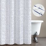 jinchan Blue and White Shower Curtain Herringbone Fabric Shower Curtain Zig Zag Chevron Farmhouse Shower Curtain Zigzag Modern Shower Curtain for Bathroom Waterproof Hooks Included 70x72 inches