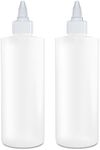 BRIGHTFROM Twist Top Applicator Bottles, Squeeze 8 OZ Empty Plastic Bottles, Refillable, Open/Close Nozzle - Hair Coloring/Multi Purpose (Pack of 2)