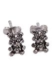 Abhooshan 925 Sterling Silver Oxidised Tiny Teddy Bear Shape Stud Earrings For Kids Girls and Baby Girls Latest and Gift for Daughter Sister Friend Birthday