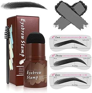 Keli Eyebrow Stamp Stencil Kit, 3 Pcs Brow Stencils, Eyebrow Black Definer Pencil and Shaping Kit Reusable (Black)