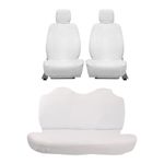 AUTOXYGEN Car Towel Seat Cover Accessories Front & Rear 100% Pure Cotton Fabric, Sweat Control Complete Set for Taigun (Front Detachable Headrest, White)