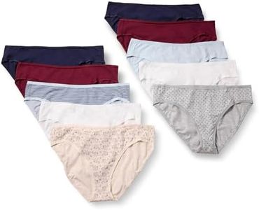 Amazon Essentials Women's Cotton Bikini Brief Underwear (Available in Plus Size), Pack of 10, Warm/Mixed Print, Medium