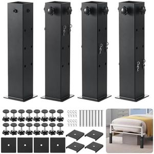 UPVONT Heavy-Duty College Dorm Bed Risers with 0.16" Reinforced Base-17.42 LB, Adjustable Heights (6", 9", 12"), Fits Wooden Bed Legs 1.5" to 3", Thicker Steel Dorm Bed Leg Risers for Extra Stability