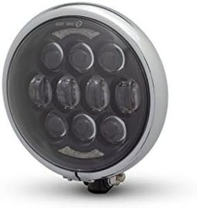 Alchemy Parts LED Projector Motorcycle Headlight - Sleek Design Compatible with Harley Davidson Sportster Dyna 883 1200 1340 1450 Models | High Low Beam and DRL | Gloss Black with Deep Chrome Bezel