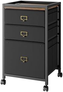 Towallmark File Cabinet with 4 Drawer, Mobile Filing Cabinet Rolling Printer Stand Fits A4 or Letter Size, Fabric Vertical File Cabinet with Wheels, Storage Cabinet for Home Office, Grey