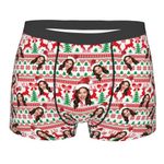 ALICESER Custom Christmas Boxers for Men Personalized Underwear with Photo Face Boxer, Funny Boxers for Husband Father, Style-3, XX-Large