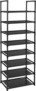 ALINK 8 Tiers Shoe Rack,16 Pairs Space Saving Black Shoe Rack Organizer Shelf Stand Tower,Narrow Free Standing Shoe Shelf for Closet Entryway Hallway Apartment