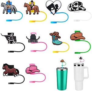 COOTRUKER 10pcs Reusable Straws Covers Caps Straw Toppers for Tumblers Cute Drinking Silicone Straw Tips Lids for 6-8 mm Straws Plugs Party Supplies