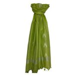 Women's Bhagalpuri Linen Cotton Blend Handloom Ikkat Dupatta with Zari Design, 2.25 Metres (Lime)