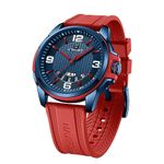 NAVIFORCE Waterproof Watch for Men Women, Analog Auto Date Military Sports Unisex Wristwatch,Silicone Strap, Red+Blue, Sport