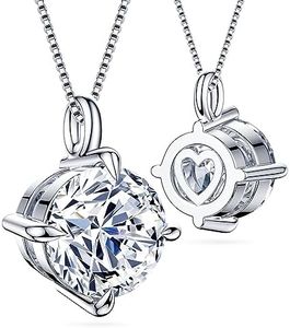 Moissanite Pendant Necklaces for Women, Romantic Anniversary Birthday Gift Idea for Wife from Husband, Best Jewelry Present to Girlfriend Mom Daughter 1 Carat