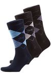 Jockey Men's Argyle Casual Sock (3 pack) (Blue/Grey/Black/UK 9-11)