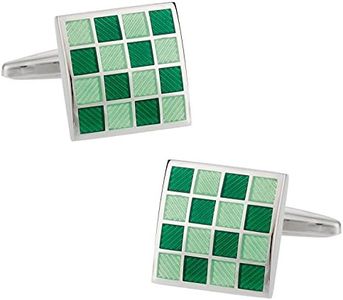 Cuff-Daddy Green Checkerboard Enamel Cufflinks with Presentation Box