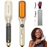 Hittiona Steam Hair Straightener Brush, Champagne