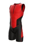 Sparx X Triathlon Suit Men Racing Tri Cycling Skin Suit Bike Swim Run, Red_elite, Medium