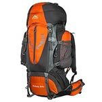 HWJIANFENG Backpack for Outdoor Sports Hiking Traveling Trekking Camping Waterproof Mountaineering Ultralarge Capacity Internal Frame Men Women 80L+5L Orange