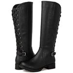 GLOBALWIN Women's Quilted Knee High Fashion Boots Strappy Boots For Women, 21yy10 Black5, 5.5