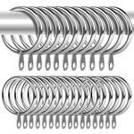 50 Pack Metal Curtain Rings 32mm Internal Diameter Curtain Pole Rings Silver Hanging Rings for Curtain Poles,Shower Curtains Rods and Drapery