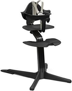 Stokke Nomi High Chair, Black - Inspires Active Sitting - Tool-Free, Seamless Adjustability - Includes Baby Set with Removable Harness for Children 6-24 Months