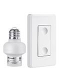 DEWENWILS Remote Control Light Lamp Socket E26 E27 Bulb Base Adapter, No Wiring, Wall Mounted Wireless Controlled Ceiling Light Switch Fixture, Expandable, ETL Listed, White