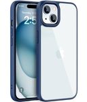 EGOTUDE Compatible with iPhone 15 | Classic Hybrid Transparent Anti-Yellowing Hard Back Cover Case (TPU+Polycarbonate) (Blue)