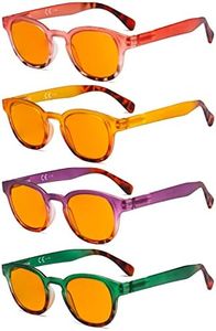 Eyekepper 4 Pack Ladies Computer Glasses - Blue Light Filter Readers for Women Anti Glare Reading Glasses Orange Tinted +1.00